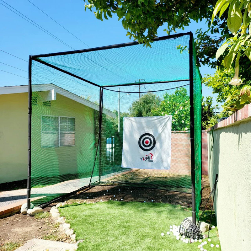 Yunic Golf Cage 10 X 10 X 10ft With Hitting Mat Indoor Outdoor Golf